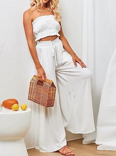 Womens Flowy Palazzo Pants High Waist Wide Leg Summer Beach Pants